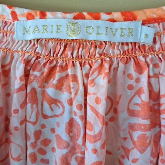 MARIE OLIVER Lara Top Orange Floral Print Boho Chic Preppy Tasseled Cotton Small - Picture 5 of 8